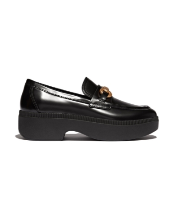 FitFlop F-Luma Chunky-Snaffle Box-Leather D/Wedge black