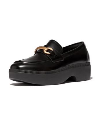 FitFlop F-Luma Chunky-Snaffle Box-Leather D/Wedge black