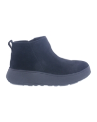 F-Mode Suede Flatform Zip Ankle Boots all black