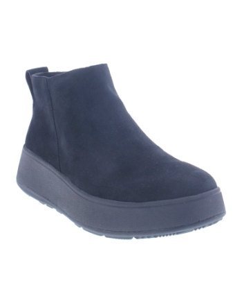 FitFlop F-Mode Suede Flatform Zip Ankle Boots all black