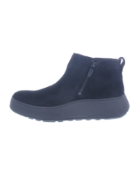 F-Mode Suede Flatform Zip Ankle Boots all black