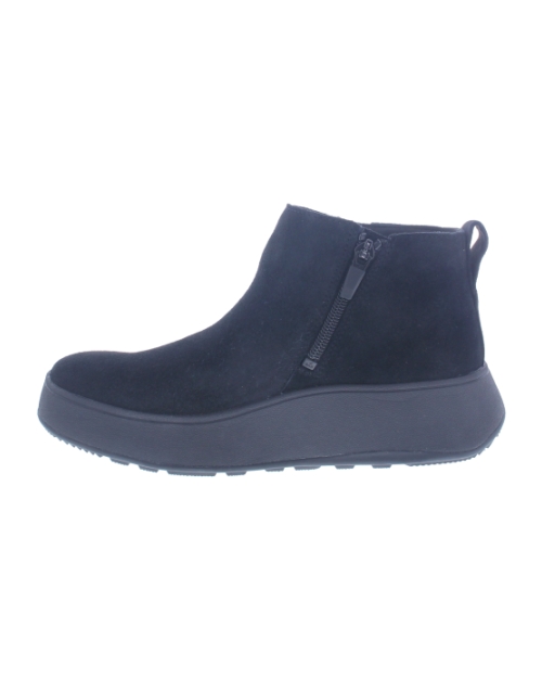 F-Mode Suede Flatform Zip Ankle Boots all black