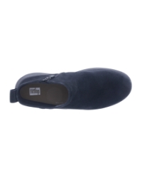 F-Mode Suede Flatform Zip Ankle Boots all black
