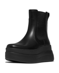 F-Mode Stack Leather Chelsea all black