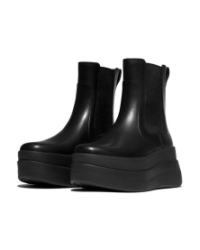 F-Mode Stack Leather Chelsea all black