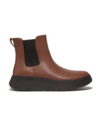 F-Mode Leather Flatform Chelsea Boots rich brown