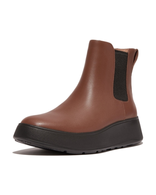 F-Mode Leather Flatform Chelsea Boots rich brown