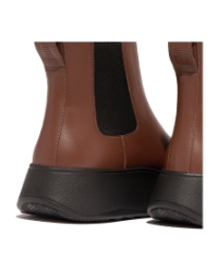 F-Mode Leather Flatform Chelsea Boots rich brown