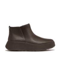 F-Mode Leather Flatform Zip Ankle Boots chocolate brown