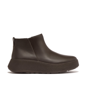 FitFlop F-Mode Leather Flatform Zip Ankle Boots chocolate brown