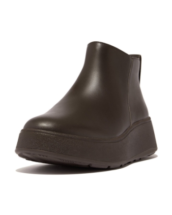 FitFlop F-Mode Leather Flatform Zip Ankle Boots chocolate brown