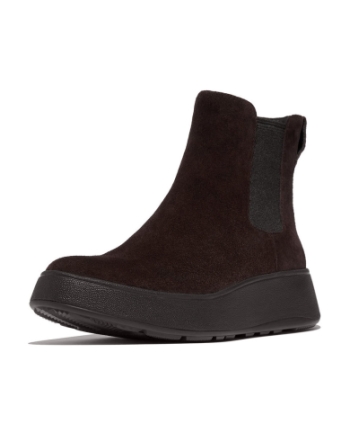 FitFlop F-Mode Suede Flatform Chelsea Boots chocolate brown
