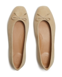 Delicato Bow Suede Ballet Flats Cappuccino