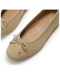 Delicato Bow Suede Ballet Flats Cappuccino