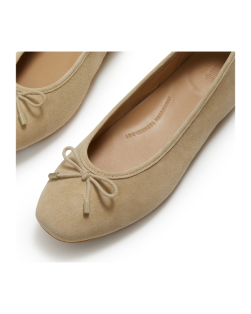 Delicato Bow Suede Ballet Flats Cappuccino