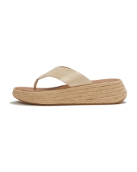 F-Mode Espadrille Shimmersuede Toe-Post Sandals Platino