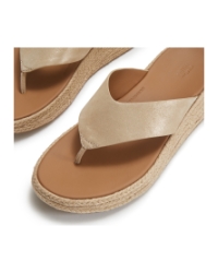 F-Mode Espadrille Shimmersuede Toe-Post Sandals Platino