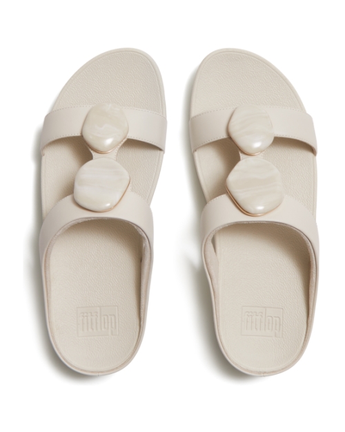 Fino Marbled-Stone H-Bar Slides Paris Beige