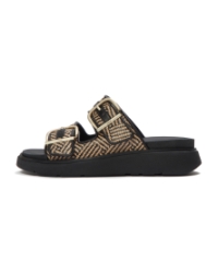 Gen-FF Buckle Graphic-Weave Two-Bar Slides Black