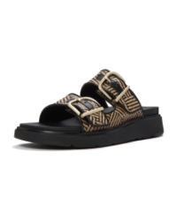 Gen-FF Buckle Graphic-Weave Two-Bar Slides Black