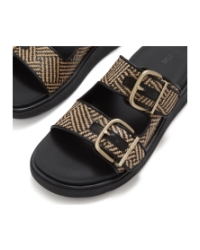 Gen-FF Buckle Graphic-Weave Two-Bar Slides Black