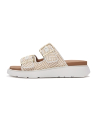 Gen-FF Buckle Graphic-Weave Two-Bar Slides Urban White