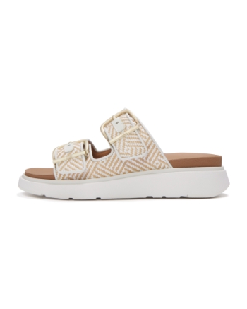 FitFlop Gen-FF Buckle Graphic-Weave Two-Bar Slides Urban White