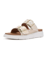 Gen-FF Buckle Graphic-Weave Two-Bar Slides Urban White