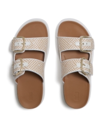 Gen-FF Buckle Graphic-Weave Two-Bar Slides Urban White