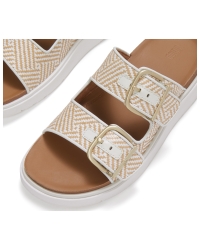 Gen-FF Buckle Graphic-Weave Two-Bar Slides Urban White