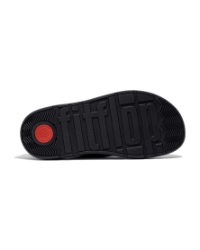 Gen-FF Buckle Tumbled-Leather Two-Bar Slides Silver