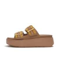 Gen-FF Max Buckle Stripe-Webbing Two-Bar Slides Turmeric/Classic Tan Mix
