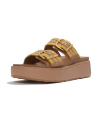 Gen-FF Max Buckle Stripe-Webbing Two-Bar Slides Turmeric/Classic Tan Mix