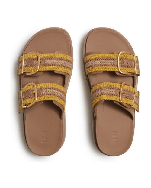 Gen-FF Max Buckle Stripe-Webbing Two-Bar Slides Turmeric/Classic Tan Mix