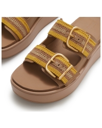 Gen-FF Max Buckle Stripe-Webbing Two-Bar Slides Turmeric/Classic Tan Mix