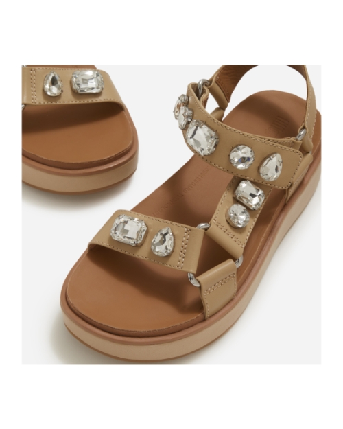 Gen-FF Max Ultra-Jewel  Leather Back-Strap Sandals Cappuccino