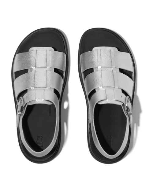 Gen-FF Tumbled-Leather Fisherman Sandals Silver