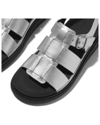 Gen-FF Tumbled-Leather Fisherman Sandals Silver