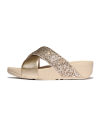 Lulu Crystal-Mix  Metallic Cross Slides Platino