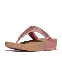 Lulu Crystal-Mix Metallic Toe-Post Sandals Metallic Rust Rose
