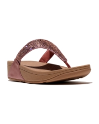 Lulu Crystal-Mix Metallic Toe-Post Sandals Metallic Rust Rose