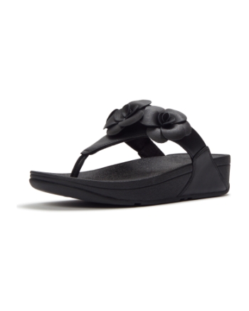 FitFlop Lulu Flower Toe-Post Sandals Black