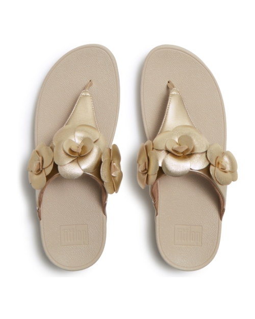 Lulu Flower Toe-Post Sandals Platino