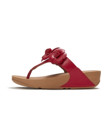 FitFlop Lulu Flower Toe-Post Sandals Burnt Berry