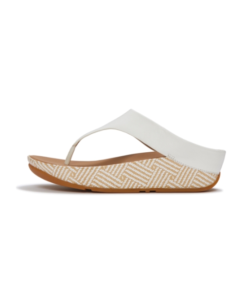 Lulu Lux Graphic-Weave Leather Toe-Post Sandals Urban White