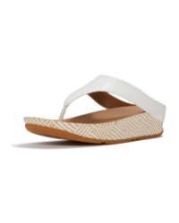 Lulu Lux Graphic-Weave Leather Toe-Post Sandals Urban White