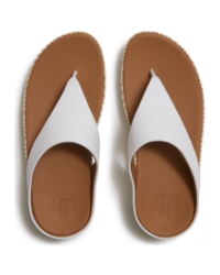 Lulu Lux Graphic-Weave Leather Toe-Post Sandals Urban White