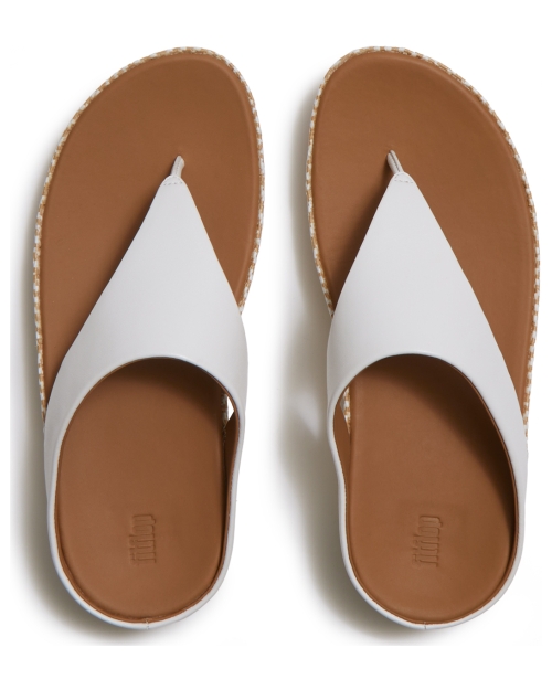 Lulu Lux Graphic-Weave Leather Toe-Post Sandals Urban White