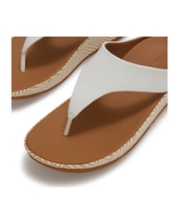 Lulu Lux Graphic-Weave Leather Toe-Post Sandals Urban White