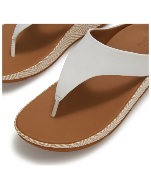 Lulu Lux Graphic-Weave Leather Toe-Post Sandals Urban White